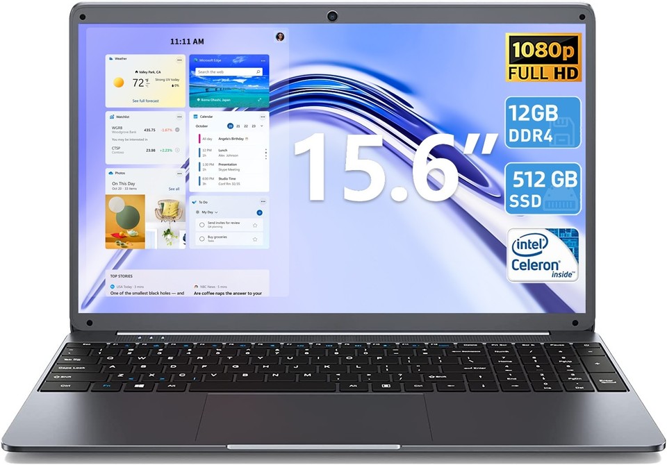 2026 SGIN 15.6in Laptop Intel N5095 12GB RAM 512GB SSD 5G WiFi  Up to 2.9GHz