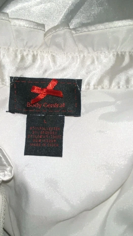 Top Y2k Años 90 Mujer Estilo Victoriano Marfil Satinado Volantes Gótico Grunge Bruja Talla L Foto 4 de 4