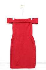Halston Smooth Operator Off The Shoulder Bodycon Bandage Dress Red Sz 2 Cocktail