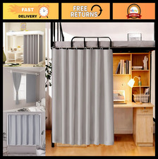 Grey Blackout Bunk Bed Curtain Canopy - Privacy Shade for Loft Dorm Beds