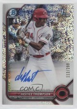 2022 Bowman Chrome Prospect Speckle Refractor 112/299 Justice Thompson Auto 0bt4