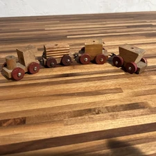 Unbranded Hand Crafted Small Wooden Hook Attached Train And Train Cars