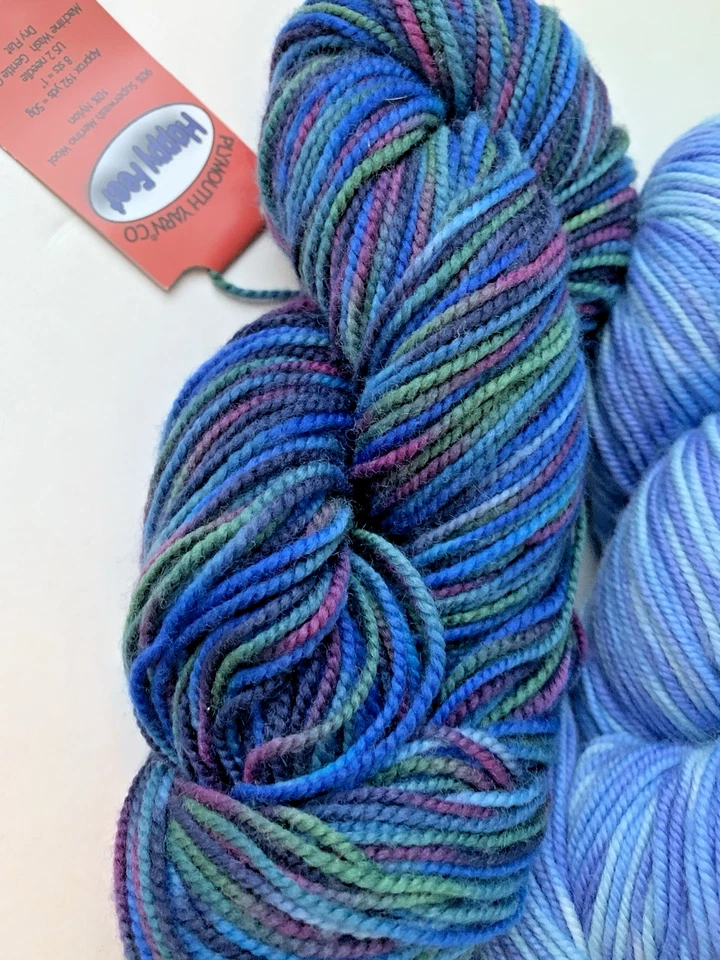 2 - Hilo Plymouth - Happy Feet - LOTE Azul Mixto Dedos y DK - Merino/Nylon Foto 3 de 4