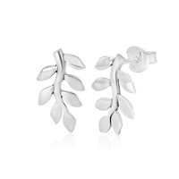 Ohrstecker Blattzweig 925 Silber Natur Hypoallergen - Silverly