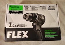 Flex FX1131-1A 24V 1/2" 2 Speed Compact Drill Driver Kit Sealed Bundle Bag Charg
