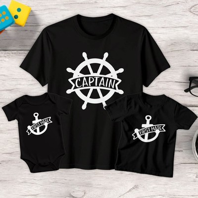 Captain First Mate Herren Kinder lustiges Vatertag T-Shirt Baby Strampler...