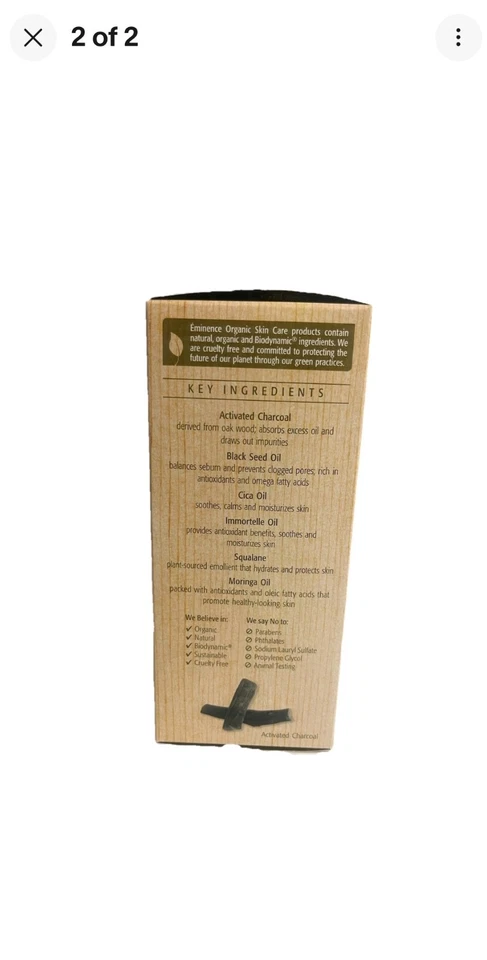 EMINENCE ORGANIC SKINCARE CHARCOAL & BLACK SEED CLARIFYING OIL *清水* — 第 2/2 张图片