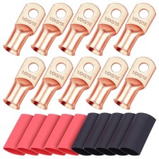 10pcs 1/0 AWG 5/16" Wire Lugs Ring Terminals 0 Gauge Heavy Duty Battery Cable...