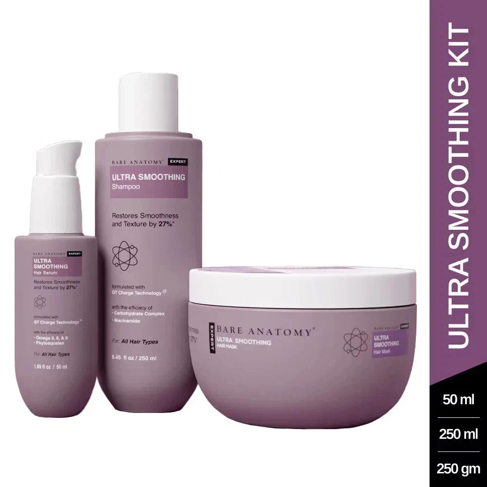 Bare Anatomy Expert Ultra Smoothing Hair Serum, Mask & Shampoo Combo