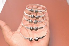 Fire Labradorite Gemstone 925 Silver Plated Adjustable  Boho Cuff Bangle Lot