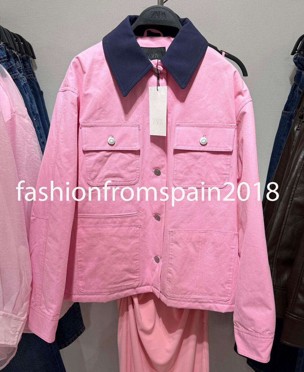 ZARA NEW WOMAN CONTRAST COLLAR JACKET MID-PINK XS-S,M-L 4341 ZARA NEW WOMAN CONTRAST COLLAR JACKET MID-PINK XS-S,M-L 4341