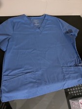Cherokee Women's Durable 2 Way Stretch Size Large Blue Scrub Top Great Condition