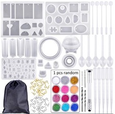 83 Resin Casting Kit w Silicone Molds Epoxy Spoons Jewelry Pendant Craft Set