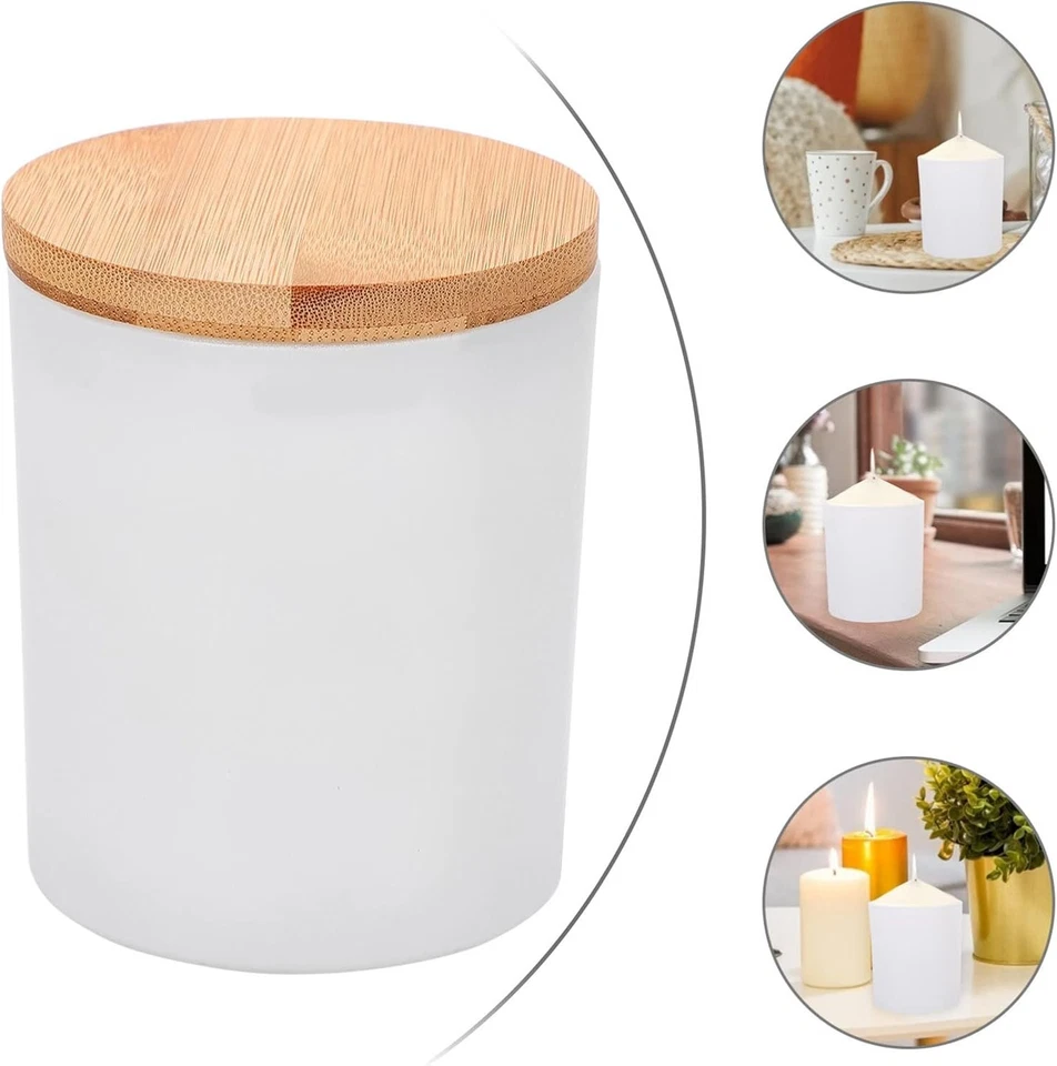 7 OZ Frosted Empty Candle Jars with Bamboo Lids and Sticky Labels for Making Can - Image 4 of 4