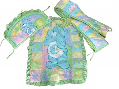 Care Bear Baby Toddler Crib Bed Comforter blanket quilted 2005 Set Headboard