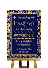Blue And Gold Photos On Instagram Personalised Wedding Sign