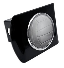 VOLLEYBALL EMBLEM ON BLACK METAL USA MADE TRAILER HITCH COVER