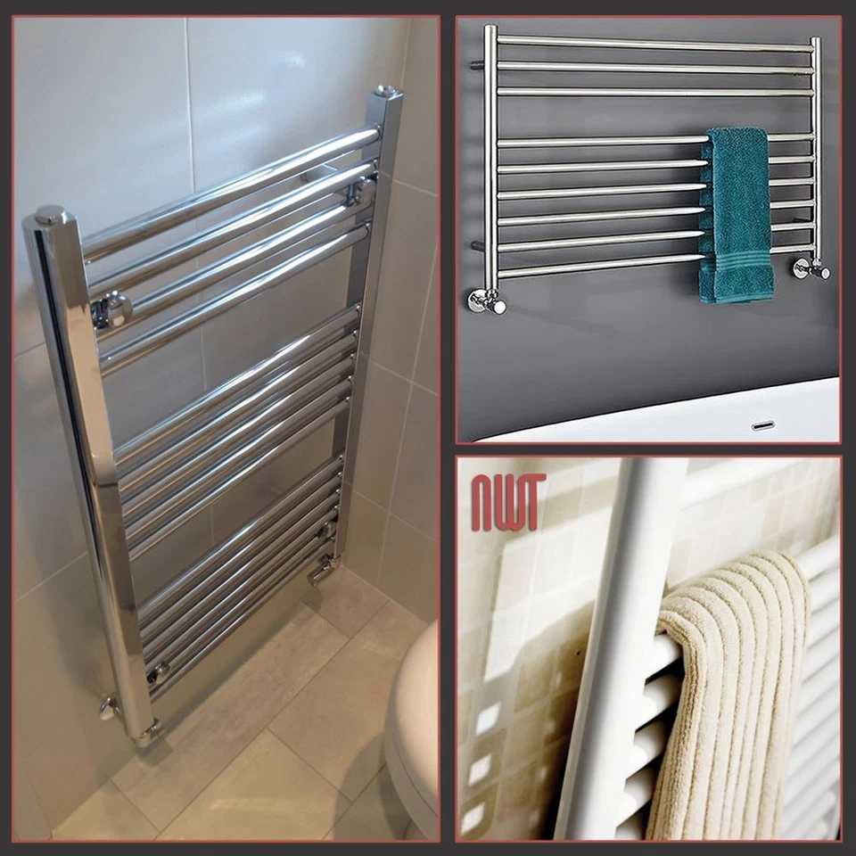 NWT DIRECT Bathroom Towel Rail Warmer Radiator Luxury White Chrome Polished Stainless Steel