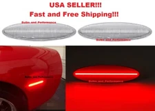 Clear Lens Red Led Rear Side Marker Lights for Chevy C5 Corvette 1997 - 2004 