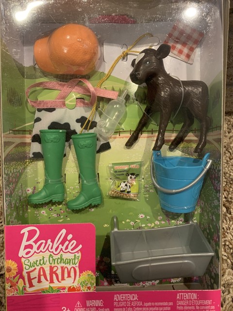 2019 Mattel Barbie Sweet Orchard Farm Baby Calf Feeding Time Accessory Set for sale online | eBay