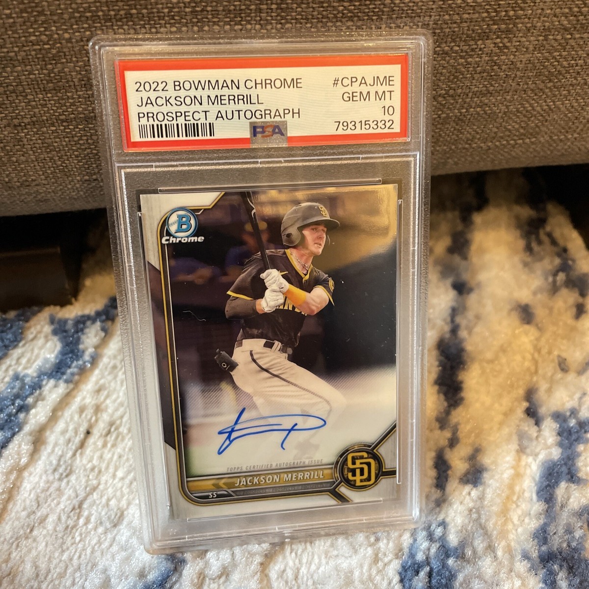 PSA 10 JACKSON MERRILL AUTO 2022 Bowman Chrome Prospects PADRES RC 