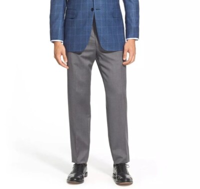 Canali Tessuto Flat Front Classic Fit Wool Dress Pants Size 54 (Grey ...