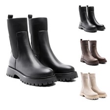 Moda Gruesas Chelsea Botines para Mujer Pull-On con Calcetín Elástico Superior