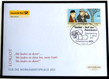 BRD 2011 FDC, Motive von Loriot, Vicco von Bülow, selbstklebende-Sonderstempel