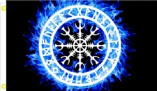 12X18 VIKING SYMBOL ICE FIRE WHEEL NORDIC RAVEN 100D BOAT CAR Flag