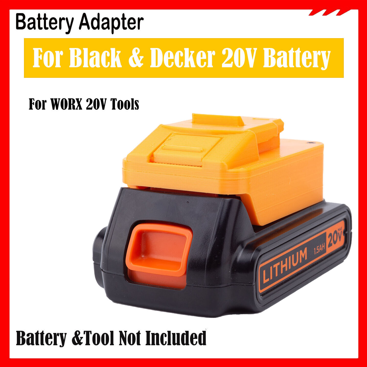 Adapter For Black & Decker 20V MAX Lithium Battery For WORX 20V 4Pin