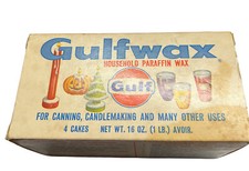 Vintage Gulf Gas  Oil Gulfwax Household Paraffin Wax IN ORIGINAL BOX Gulf Wax