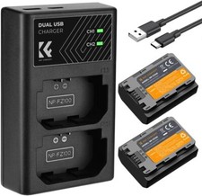 K F CONCEPT NP-FZ100 Battery and Dual Slot Charger Set for Sony A6700 A7iii A7C