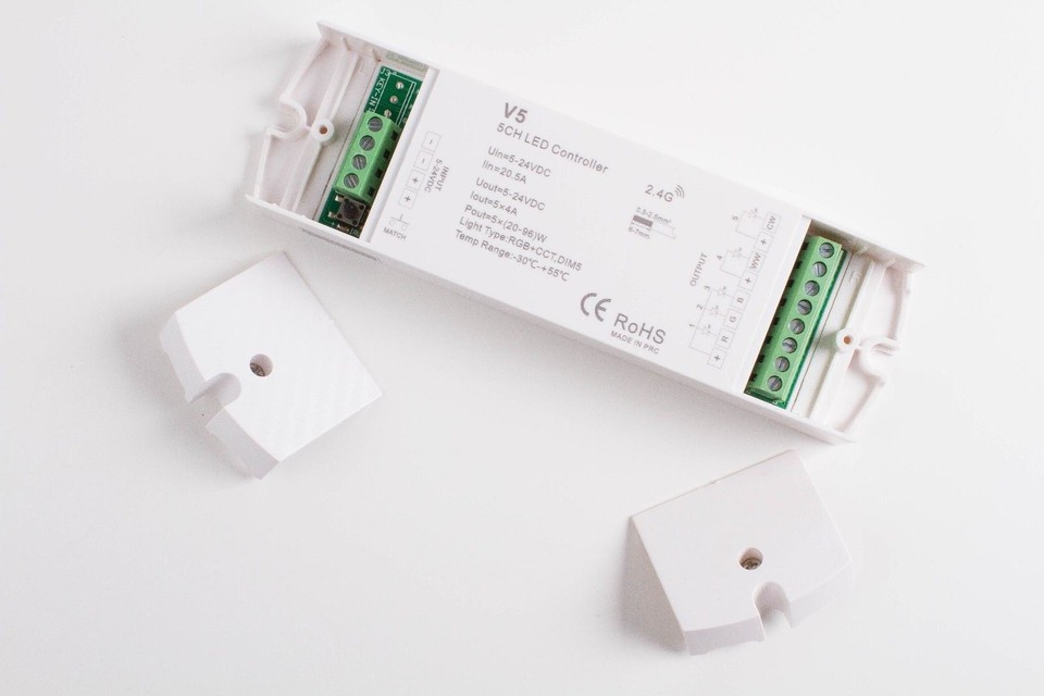 LEDUPDATES RGBW + WW CW LED Controller 5 Channels + Remote for LED ...