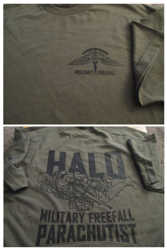 T-shirt paracadutista HALO militare FREEFALL GRANDE originale design americano militare 6 oz - Foto 3 di 7