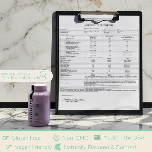 RELATE SLEEP DAILY GUMMIES MUSHROOM INFUSED SLEEP SUPPORT W/ LOW-DOSE MELATONIN - Picture 3 of 5