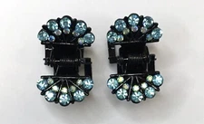 Blue Rhinestone Mini Metal Claw / Jaw Hair Clip Set of 2 pc Great Fire Sparkle