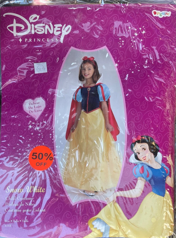 Disfraz Disney Princesa Blancanieves Deluxe Niñas, Talla S (4-6), TOTALMENTE NUEVO Foto 2 de 3