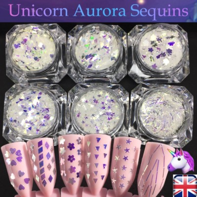 Unicorn AB DIAMOND Nail Sequins Rhombus Flakes AURORA Glitter Shape Paillette