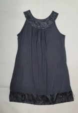 New Express mini Black/gray Womens Babydoll Dress Small bids detailed, pockets 