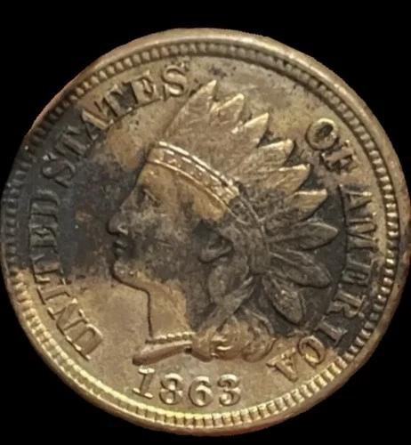 1863 Indian Head Cent Copper Nickel Coin VF-XF details Bronze