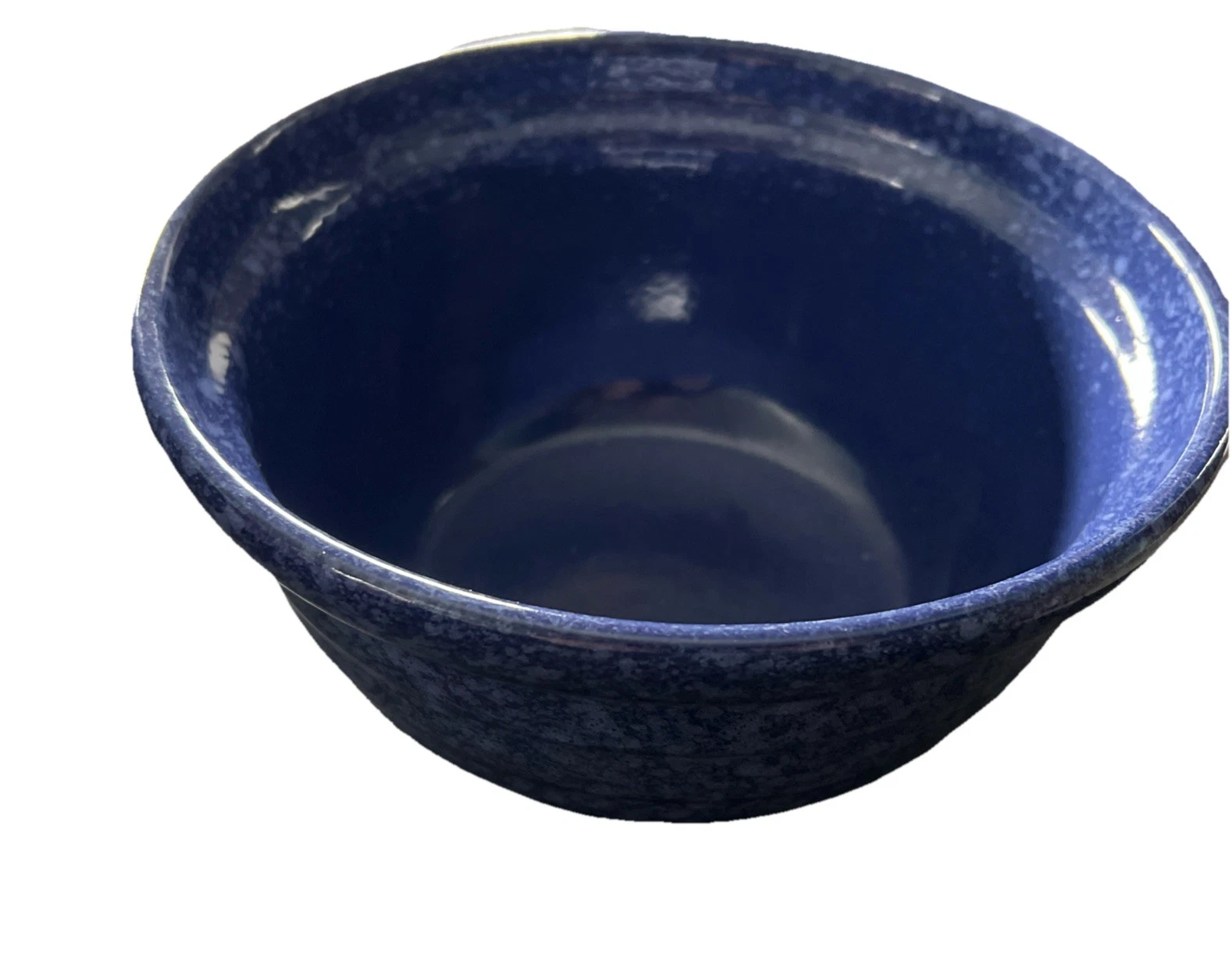 Vntg Monmouth USA Pottery Western Stoneware Blue Beehive Ring Band Mixing Bowl
