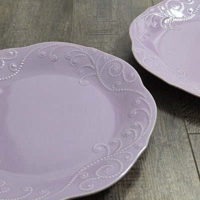 Lenox French Perle Dinner Plate 11'' Lavender Violet Set of 2 Retired Pattern