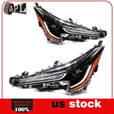 Headlights Assembly For 2020-22 Toyota For Corolla L LE Black Housing Left+Right