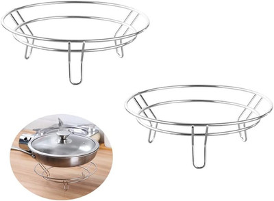 2 Pack Wok Pan Holder Hot Stir-Fry Pans Wire Rack Steamer Dish Base Serving Stan