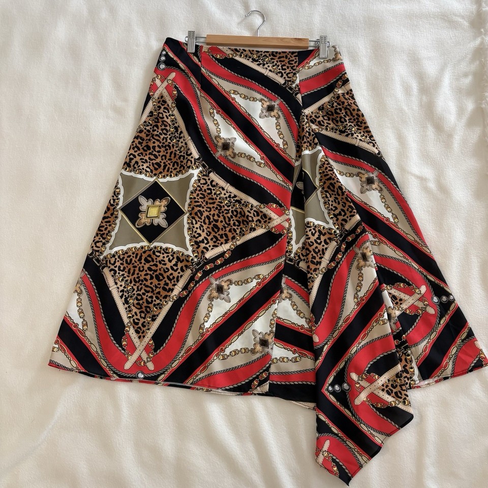 JOSEPH RIBKOFF Printed Light Weight Asymmetrical Skirt Size 12