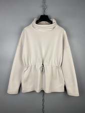 Nike Dri-FIT Womens Funnel Neck Sweatshirt M Beige Cinch Waist Pullover
