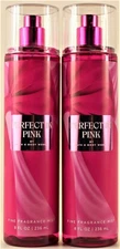 QTY 2 - Bath & Body Works PERFECT IN PINK Fine Fragrance Body Mist Spray 8Oz