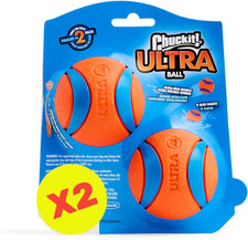 Medium Rubber Dog Fetch Balls 2 Pack High Bounce Floating Toy 2.5 Inch Dogs Play