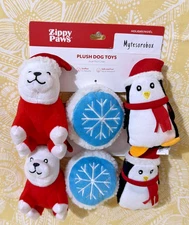 ZippyPaws 6-Pack Holiday MINIZ BEAR, SNOWFLAKE & PENGUIN Dog Toy -FREE SHIPPING-