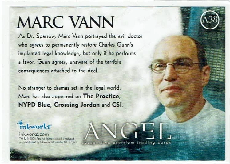Angel Season 5 2004 Inkworks Auto Autograph AA38 Marc Vann as Dr. Sparrow - Image 2 of 4